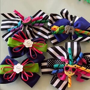 Vintage Vibrant Striped Hair Bow Collection